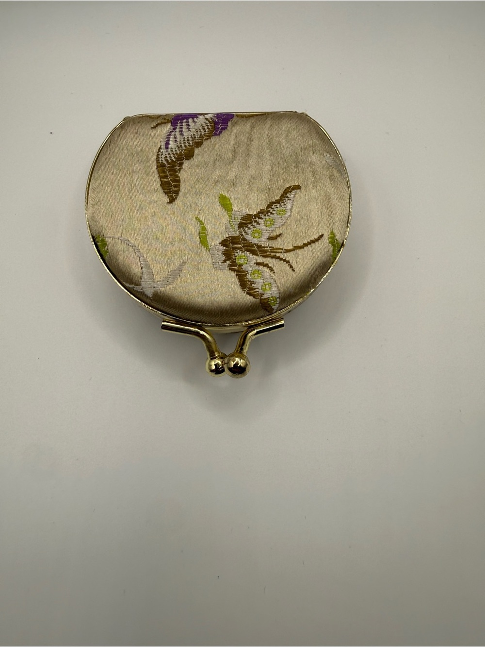 Brighton Butterfly Embroidered Jewelry Ring Box Mirror Travel Case